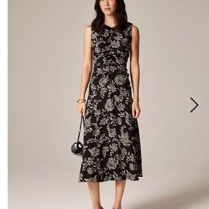 NWT J. Crew Veranda Black Floral Sleeveless Midi Dress size 6